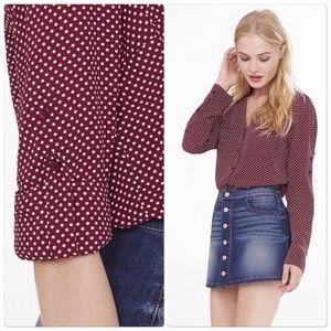 Express Maroon Polka Dot Portofino Shirt
